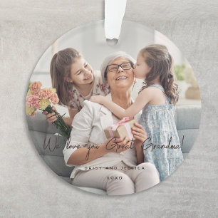 Ornamento Adoramos Você Excelente Vovó Foto Moderna Manuscri