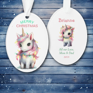 Ornamento Adorável Baby Unicorn String Luz Criança Natal