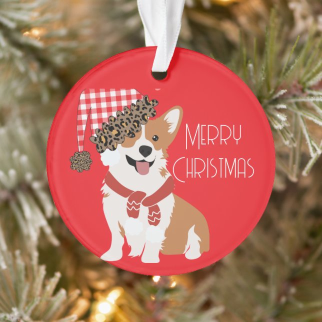 Ornamento Adorável Cachorrinho de Natal Usando Chapéu de Pap (Árvore)