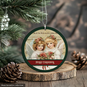 Ornamento Adorno de Anjos de Natal Antigo Monograma Lembranç
