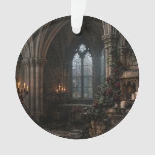Ornamento Adorno de Capela Assombrada Iluminada por Velas