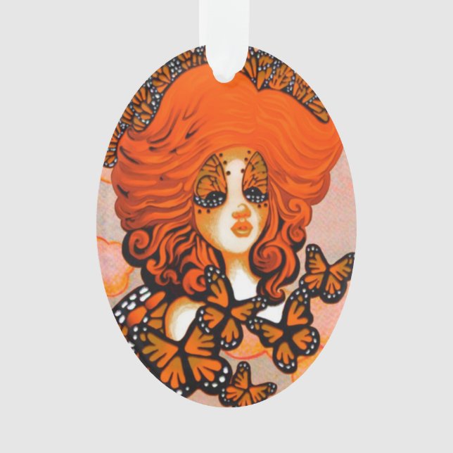Ornamento Adorno de Fada Borboleta Rainha Monarca (Frente)