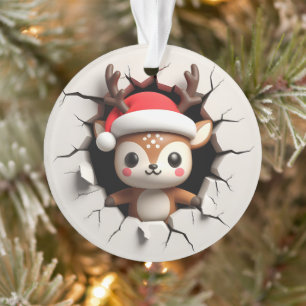 Ornamento Adorno de Natal Duplo de Rena Fofa