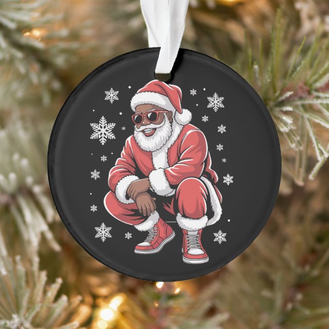 Ornamento African American Christmas Pajama Xmas Afro Santa  (Árvore)