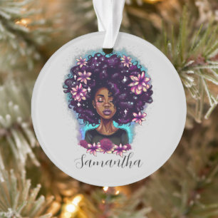 Ornamento Afro-Mulher Floral