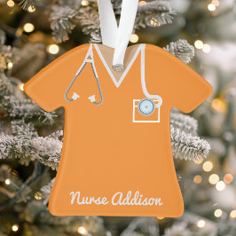 Ornamento Afrondamentos Laranja Personalizados para Enfermei