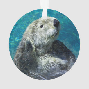 Ornamento Águas Azuis Mariscas de Lontra Marinha Adoráveis