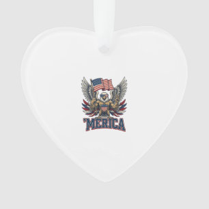 Ornamento Águia Patriótica Merica Camisa Vintage Vetor Desig