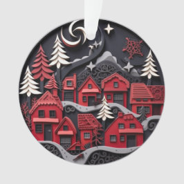 Ornamento Aldeia de Natal em Papel Enchido 3d