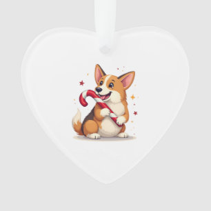 Ornamento Alegria de Cane de Açúcar do Corgi