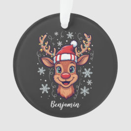 Ornamento Alegria Natalina Personalizada Rena Fofa com Chapé