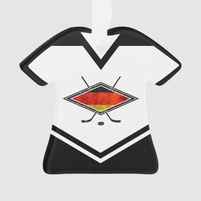 Ornamento Alemanha Flag Hockey Logo, Name & Number Jersey (Frente)