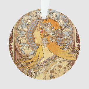 Ornamento Alfonse Mucha Zodíaco Arte Nova Mulher