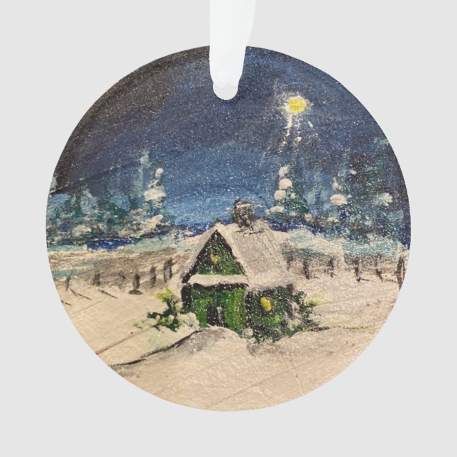 Ornamento Algodão Verde na Neve (Frente)