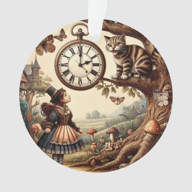 Ornamento Alice & Cheshire Cat: Whimsical Wonderland Fantasy (Frente)