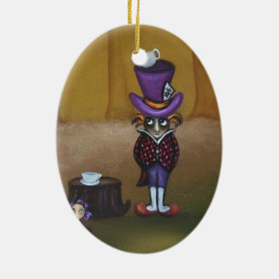 Ornamento Alice do conto de fadas e o Hatter louco