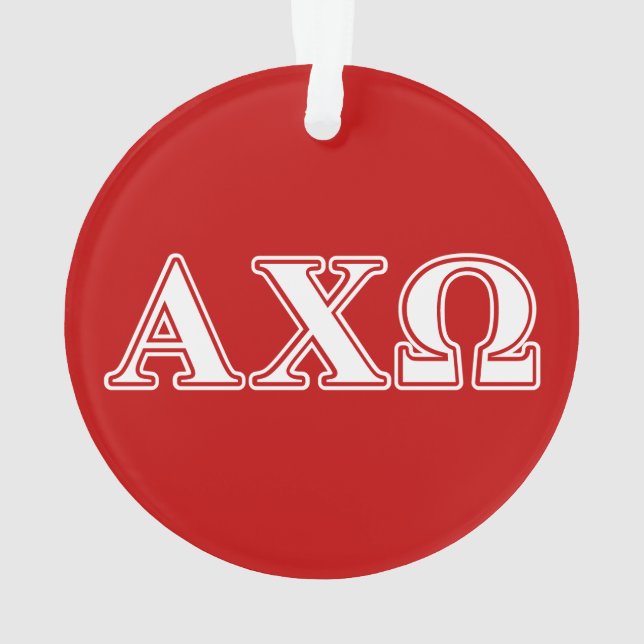 Ornamento Alphi Chi Omega Letras Brancas e Vermelhas (Verso)
