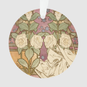 Ornamento Alphonse Mucha Estrelas Elegantes Art Nouveau Camé
