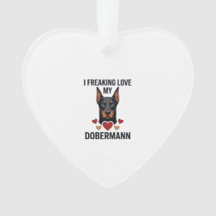 Ornamento Amando Dobermann Corações Vermelhos_1