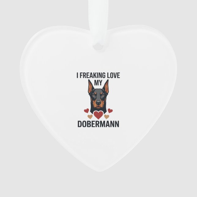 Ornamento Amando Dobermann Corações Vermelhos_1 (Frente)