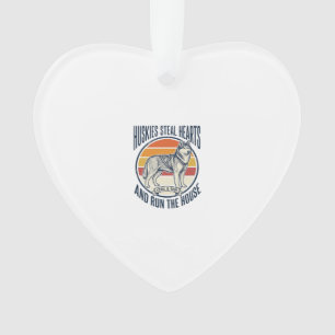 Ornamento Amante de Cachorro Husky Gravura Vintage Camisa Di