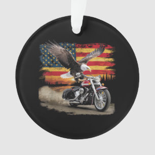 Ornamento American Flag Motorcycle Tshirt USA Flag Biker Ret