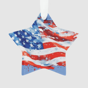 Ornamento American Flag USA Watercolor 4 de julho