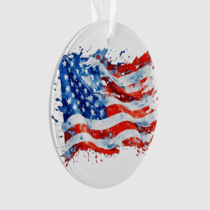 Ornamento American Flag USA Watercolor 4 de julho