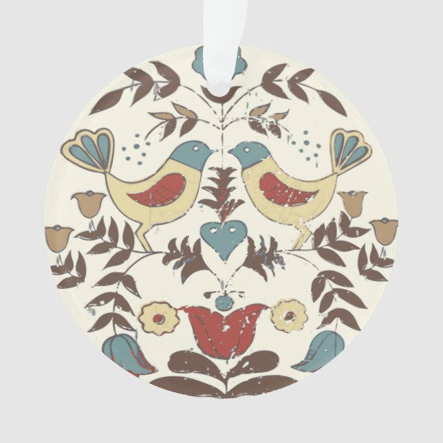 Ornamento Amish Hex Sinal Bird Americana da Pensilvânia Hola (Frente)