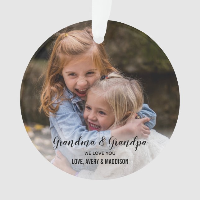 Ornamento Amo-Te Vovó Vovô Foto De Natal Bonita (Frente)