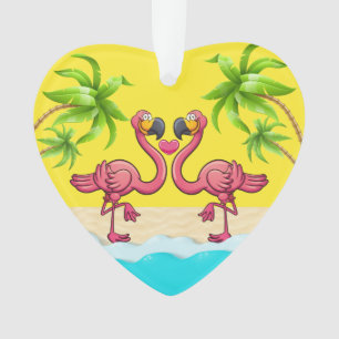 Ornamento Amor de Flamingo Divertido