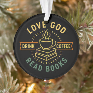 Ornamento Amor Deus Beba Café Ler Livros Vintage