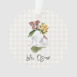 Ornamento Amor NOME DE PET Gingham Terrier Dog Watercolor Ar