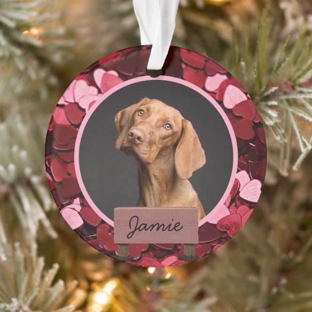 Ornamento amor simples natal personalizado com foto de cacho (Árvore)
