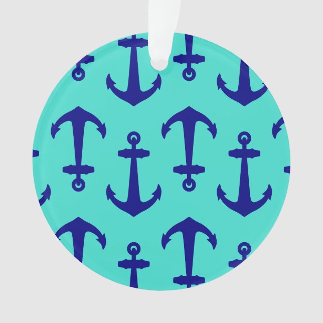 Ornamento Âncora marinho Azul No Decor Costeiro Turquesa (Frente)