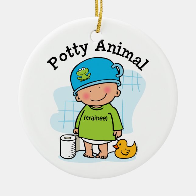 Ornamento animal do menino do Potty (Frente)