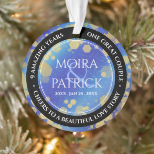 Ornamento Aniversário Casado do Elegante Nove Lapis Lazuli