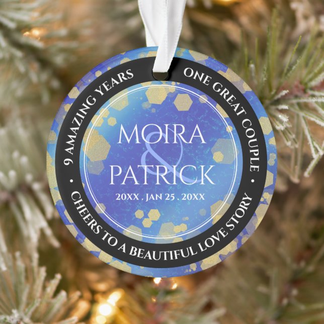 Ornamento Aniversário Casado do Elegante Nove Lapis Lazuli (Árvore)