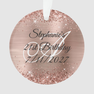 Ornamento Aniversário de 21 anos em Glittery Rose Gold Foil