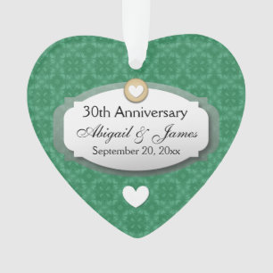 Ornamento Aniversário de 30 anos Casamento Aniversário Verde