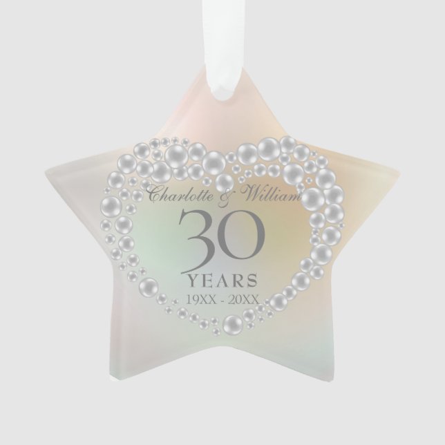 Ornamento Aniversário de 30 anos de casamento Pérola (Frente)
