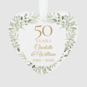 Ornamento Aniversário de 50 Anos de Casamento em Verde Foto