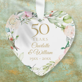Ornamento Aniversário de 50 Anos de Casamento Floral Comemor