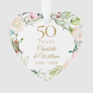 Ornamento Aniversário de 50 anos de Casamento Foto Floral