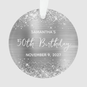 Ornamento Aniversário de 50 anos em Glittery Prata