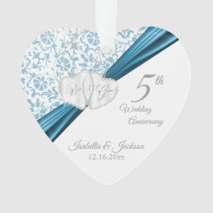 Ornamento Aniversário de Casamento Azul 5