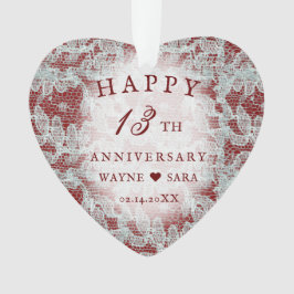 Ornamento Aniversário de Casamento de 13 Lace