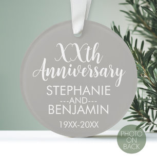Ornamento Aniversário de Casamento - Foto em Volta - Prata