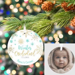 Ornamento Aniversário do floco de neve com brilho de inverno