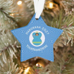 Ornamento Anjo da Bandeira de Aruba Hanukkah Personalizado